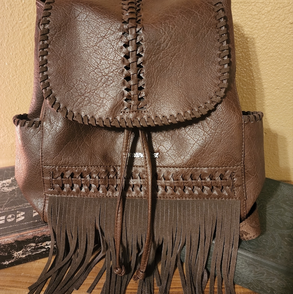 Montana West Leather Fringe Drawstring Western Backpack